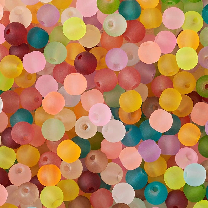 Craftdady 500Pcs 6mm Transparent Frosted Glass Beads Tiny Crystal Glass Round Loose Spacer Beads Random Mixed Colors for Jewelry Making Hole: 1mm - Image 3